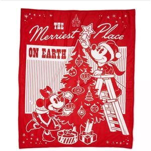 Disney Mickey and Minnie Mouse Holiday Fleece Throw NWT